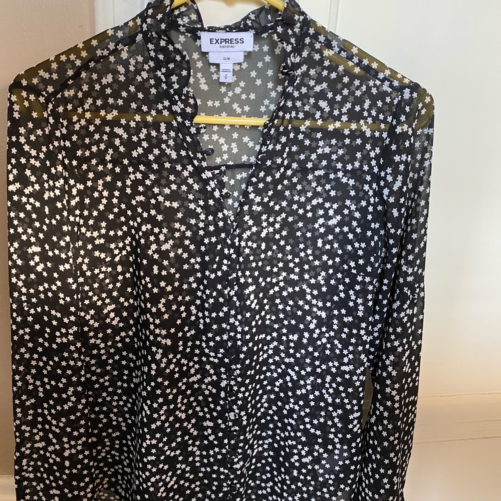 Slim fit ruffle Express Portofino blouse